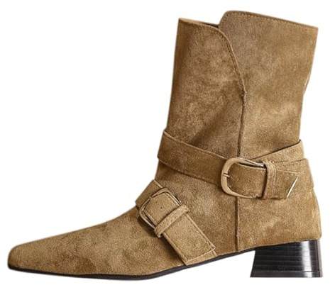 Scarpe Pelliccia Donna Stivali Moto Fashion Pelle Antiscivolo per Laterale E Lacci Motivo Stampato a Stivali Donna Texani Texani Stivaletti da Pelle Pelliccia