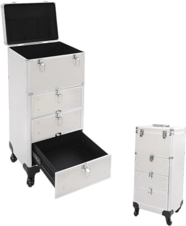 Kosmetikkoffer Kosmetik Trolley mit 3 Schubladen, 6 Schlüssel und 4 Rad Reisetrolley Makeup Friseurkoffer Schminkkoffer für Reisen Zuhause