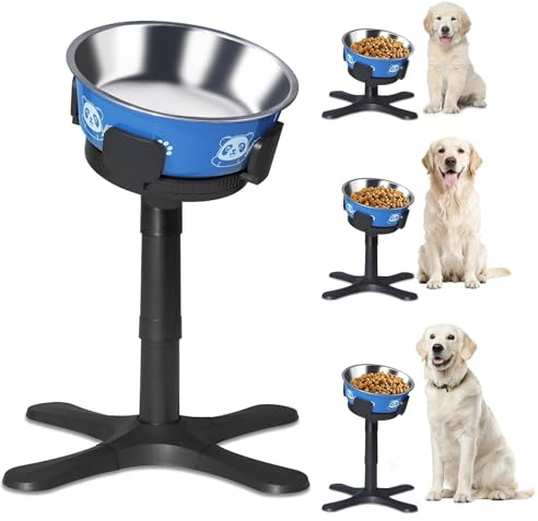 Dog Bowl Stand with Adjustable Height and Width, Increases Water and Feeding Bowl, 3 Heights and Tiled Ajudst for Small, Medium and Large Dogs, Stable and Non-Slip (Bring Bowl)