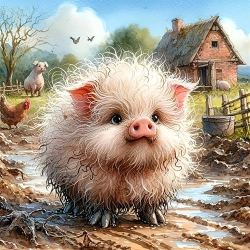 Qihensail Schwein Diamant Painting Erwachsene,Diamond Painting Bilder,Diamants Painting Erwachsene Für Home Wand Decor,Frauen Geschenk. (Schwein)