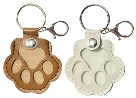 Porte Clef Poil de Chien et Chat, Souvenir Chien Décédé avec Porte-Clés Empreinte de Patte en Cuir de Qualité Boite Souvenir pour Poils d'Animaux Urne Chat Accessoires Commémoratifs Porte Clé