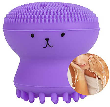 Generic Tiefenreinigende Peeling-Gesichtsbürste, Oktopus-Quallen-Massagegerät, Leicht, 5,7 X 5,1 Cm, Blau (PURPLE)