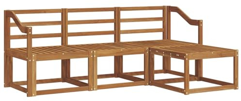 vidaXL Outdoor-Sofagarnitur 4 pcs Natur, Gartenlounge, modernes Outdoor-Sofa-Set, langlebige Terrassen-Sitzgarnitur, komfortable Sitzgelegenheiten für die Terrasse