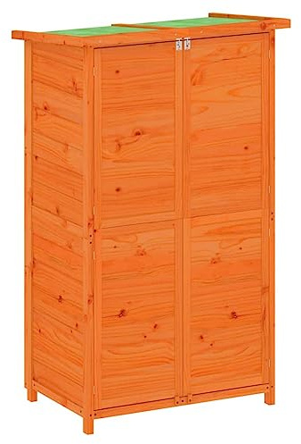 ZIRLANLV Geräteschuppen, Gartenschrank mit Schrägdach, Geräteschrank, Werkzeugschrank, Holz Gerätehaus für Gartenwerkzeuge, 83x57x140cm, Massivholz Kiefer(Braun) (Braun)