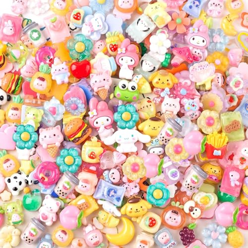 100 Stück Süße Slime Charms Harz Flatback Einfarbig Designs Für DIY Basteln Schmuckherstellung Handyhüllen Haarclips Und Scrapbooking (Transparent Mehrfarbig)