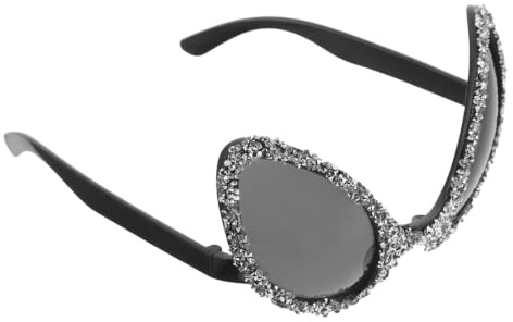 MALUGOGO Alien-Brille mit Strass-Dekoration für Halloween-Party und Fotokabine, silberne Alien-förmige Kostümbrille mit sicherem Sitz und bequemem Tragekomfort, großes Auge Design Neuheit Party