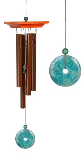 Woodstock Chimes Signature Collection, Woodstock Turquoise Chime, Small (21'') Decor Designs Wind Chimes for Outdoor, Patio, Home or Garden Décor (WTBR)