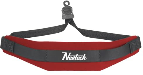 Neotech Saxophone Soft Neck Strap - Regular - Open Hook for Baritone & Alto Sax Neck Strap, Clarinets, English Horns - Comfortable Neoprene (Red)