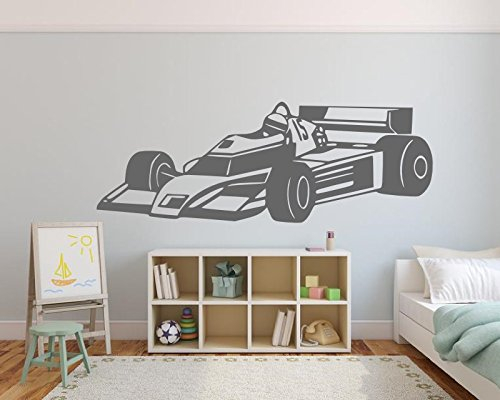 Wandtattoo fürs Kinderzimmer, 72445-120x47cm~ Rennauto, Sportwagen, Formel 1 ~ Wandaufkleber für Kinder, Aufkleber für die Wand, Tapetensticker aus Markenfolie, 32 Farben wählbar
