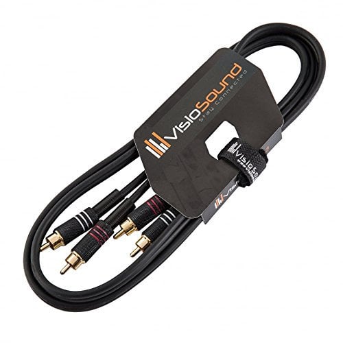 VisioSound Twin Phono 2 x RCA to 2 x RCA Phono Plug Twin Lead/Stereo DJ Hi-Fi Audio Cable 1.5m