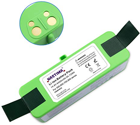 NASTIMA 14,8V Lithium Akku 6,4Ah (2021 Aktualisierung) Kompatibel mit Roomba 500 510 521 530 531 532 533 535 550 552 560 562 565 570 580 600 610 620 625 630 650 660 700 760 770 780 800 870 880