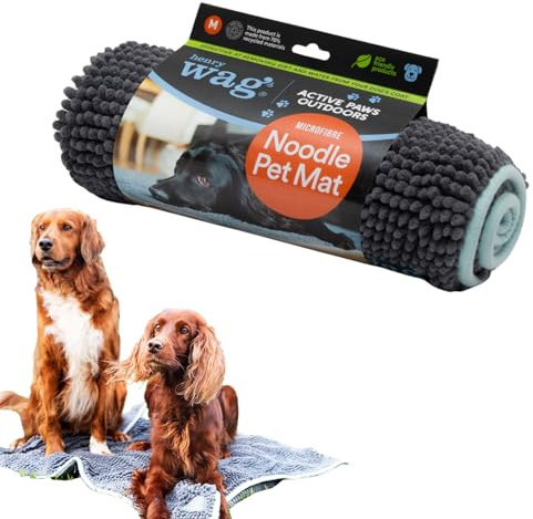 Henry Wag Pet Noodle Mat - Soft & Highly Absorbent Microfibre, Muddy Pet Accessories, Quick Drying - Designed for Dogs - 3 sizes