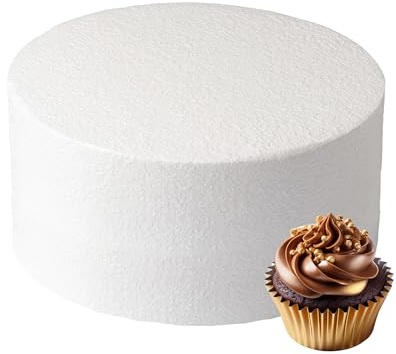 Culpitt 10 x 5 Round Cake Dummy, Polystyrene | Straight Edge For Professional Finish, Ideal For Practice Or Window Displays, Works With Fondant, Buttercream & Royal Icing