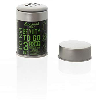 Moosmed Seife To Go Aloe Vera - plastikfreies, veganes Bio-Seifen-Pulver aus Deutschland - Duschgel-Pulver und Shampoo-Pulver 60 g