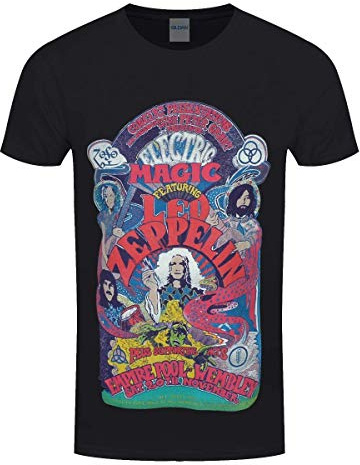 Led Zeppelin Men's Ledzeppelin_Full Colour Electric Magic BL_TS: L T-Shirt, Black (Black Black), Large (Size:Large)