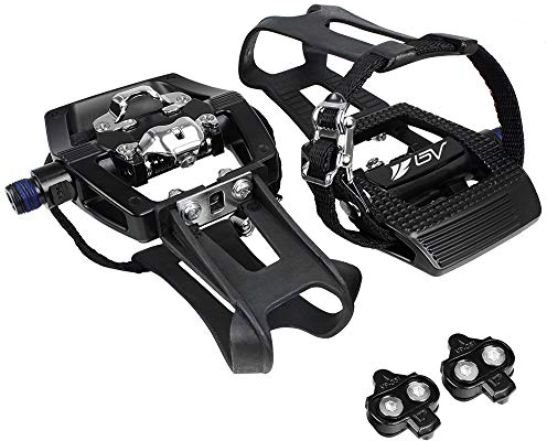 BV Fahrradpedale Shimano SPD/Look Delta kompatibel 9/16 Zoll mit Zehenclips – Peloton Pedale für Normale Schuhe – Zehenkäfige für Peloton Bike – Heimtrainer Pedale – Universal Fit Fahrradpedal