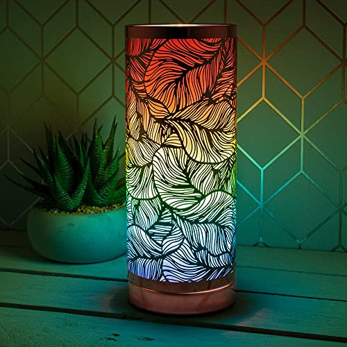 lesser and pavey Cylindrical Desire Aroma Lamp | Rose Gold & Rainbow Leaf Design | 1 Pc
