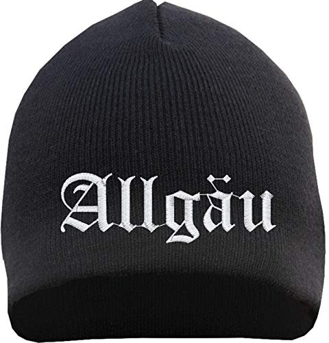 sostex Allgäu Beanie Mütze - Altdeutsch - Bestickt - Strickmütze Wintermütze Einheitsgröße Schwarz