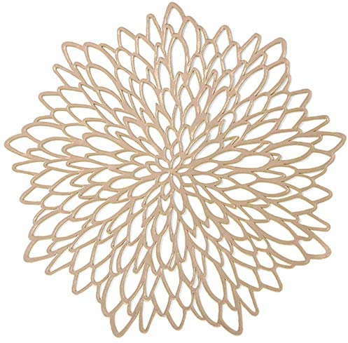 Bprtcra 4 Pezzi Tovaglietta per Fiori Rotonda, Tovagliette Rotonde Vuote, Tovaglietta per Tavolo Antiscivolo in Foglia Laminata in Vinile, per Matrimonio, Ristorante, Hotel Decorativo (4PCS-Gold)