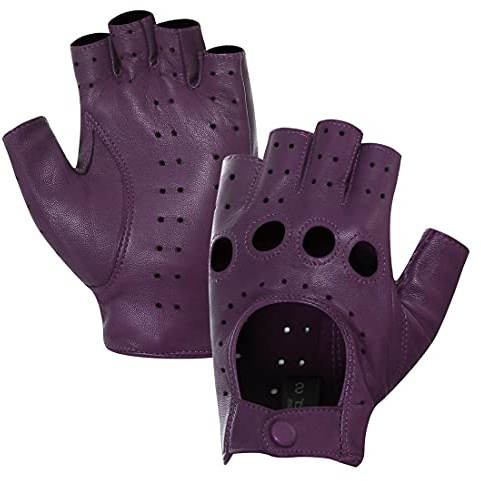 Harssidanzar Damen fingerlose Lederhandschuhe Schaffell Single Line GL012