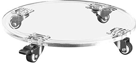 Porte plante a roulettes, plateau de jardinière mobile acrylique, support en pot à roulettes rond sur roues universelles, chariot à pot de plante pour de jardin intérieur extérieur ( Size : 26CM )
