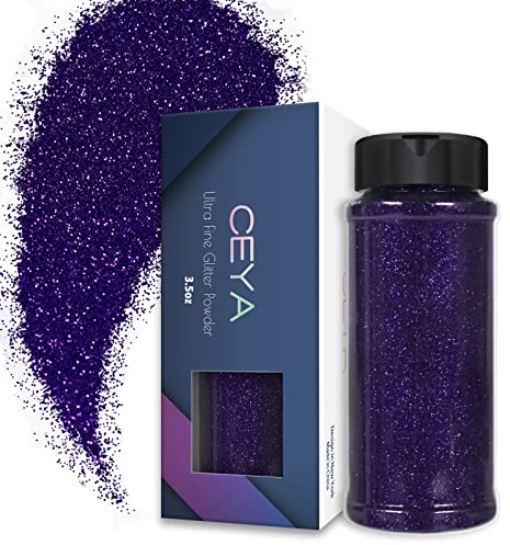 Ceya Ultrafeiner Glitzer, 3.5oz/100 g, Harz, Glitzer, Basteln, Aubergine, Lila, Flocken, 0,2 mm, für Epoxidharz, Tumbler, Schleim, Nagelkunst, Festival, Make-up, Hochzeitskarten, Malerei, Kunst