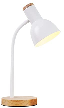 Bel Air Home - Schreibtischlampe ARGOS Serie, Holz, E-27, stilvolle Beleuchtung für dein Arbeitszimmer oder Büro (WEISS) (Glühbirne nicht inklusive)