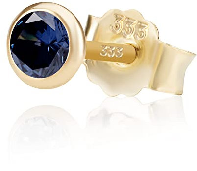 NKlaus Einzel 4,0mm 333 Gelb Gold 8 Karat Ohrstecker Kristall Zirkonia Dunkelblau Butterfly Verschluss Damen Mädchen 3375