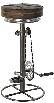 DKD Home Decor Hocker braun Leder Metall (44 x 41 x 82 cm)