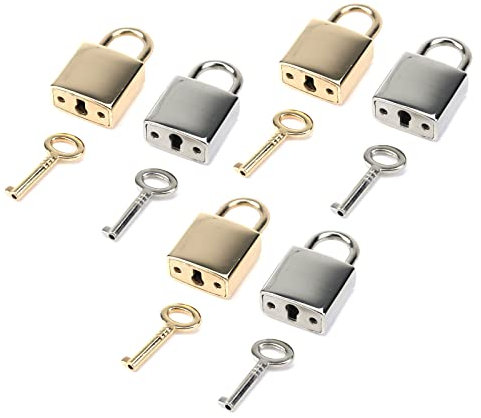 Pufguy Lot de 6 petits cadenas carrés en alliage de zinc avec clé pour boîte à bijoux, boîte de rangement, agenda, bagages, sac à main