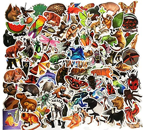 130pcs Animal Stickers for Kids Students Teachers Zoo Jungle Animal Vinyl Sticker for Laptop Water Bottle Scrapbooking Skateboard Luggage Decals