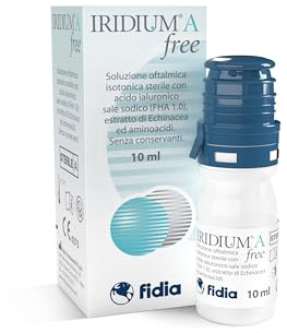 Fidia Farmaceutici IRIDIUM A FREE Collirio 10 ml - Soluzione Oftalmica Isotonica con Acido Ialuronico, Estratto di Echinacea ed Aminoacidi, Made in Italy