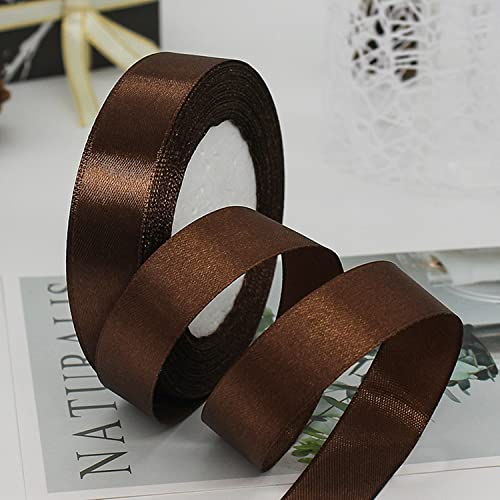 ZHIHUI Satinband Braun 20mm, 22 Meters Dekoration Geschenkband Fein Schleifenband, Stoffband für Luftballons, Hochzeit, Taufe und Geburtstag Geschenke Der Valentinstag Verpackung von Geschenken
