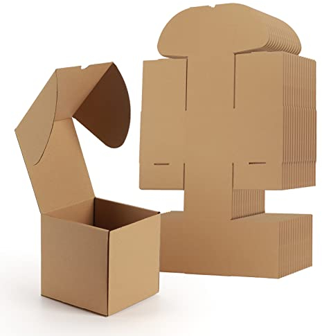 EYMPEU 20 Stück 15,3 x 15,3 x 15,3cm Braune Versandkarton, Kartons für kleine Gegenstände, Spielzeug, Schreibwaren und Weihnachtspäckchen