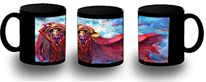 MERCHANDMANIA TAZA COMPLETAMENTE NEGRA Monkey D. Luffy, piratas, rey, sombrero de paja black mug.