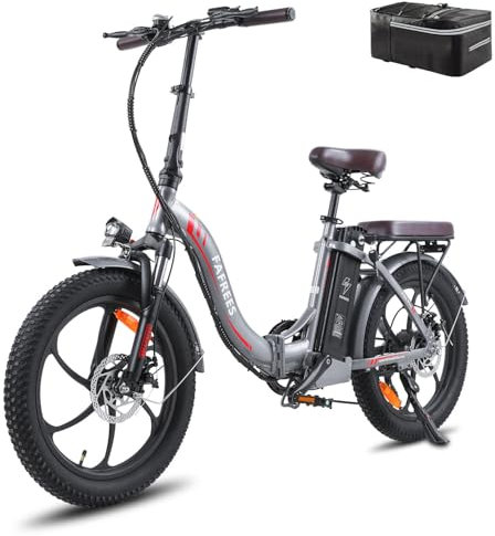 Fafrees Bicicleta Eléctrica F20 Pro, Bicicleta Urbana Eléctrica Plegable 20*3.0, Motor 250W, Batería 18Ah, E-MTB Unisex Adulto, Alcance 70-130km, Gris