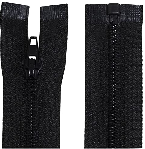 AERZETIX - C64033-2er-Set Reißverschlüsse Spiral Nr. 3 verstärkter 50 cm - trennbarer selbstsicherung - aus Nylon - reißverschluss für Kleidung nähen jacken kurzwaren - Farbe: schwarz