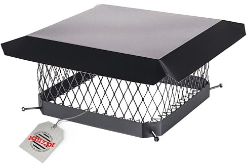 HY-GUARD Kaminabdeckung aus verzinktem Stahl – HY-C, Schwarz, einzelne verschraubbare Kaminabdeckung, passend für vorhandene Keramik-Schornsteinzüge, Kaminabdeckung mit Haube (33 cm x 33 cm)