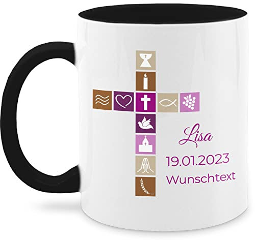 Tasse Tassen 325ml - Taufe - Geschenk Firmung GeldgeschenkTaufe I Geschenke Geld Konfirmation - 325 ml - Schwarz - personalisierte taufbecher taufgeschenke taufe glühweintassen