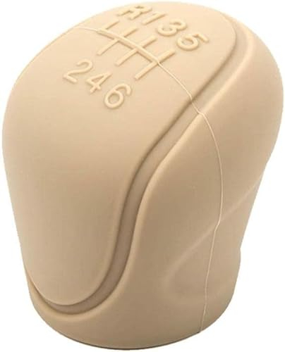 FOXZY Auto Schaltknaufe Abdeckung für Jeep Liberty/Patriot/Renegade/Wagoneer/Wrangler/Grand Commander, 6 Gang Auto Runde Weiche Silikon Anti-Rutsch-Hebel Schaltknauf Abdeckung, Kratzfest,C Beige
