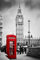Puzzle 1000 Teile Rote Telefonzelle Und Big Ben In London, Schwarz-Weiß-Bild 75 * 50Cm