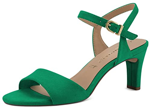 Tamaris Damen Sandalen mit Absatz Textil Vegan Stilettoabsatz Sommer; GREEN/grün; 38