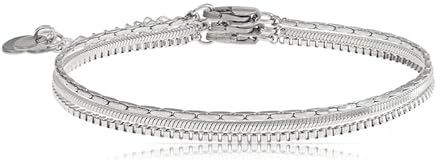 Filigranes Damen Armband aus Edelstahl • Silber Gold Rosé • Minimalistisches Armband • Armbänder für Frauen • Silberschmuck Gold-Schmuck • Feine Cuban Link Chain Armkette (3er Set Silber)