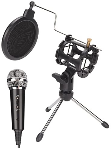 Cyrank Kit Microfono a Condensatore, Kit Microfono Cardioide Professionale Kit Microfono in Metallo Cardioide a Condensatore per Podcast per Computer per La Registrazione di Giochi, Canti