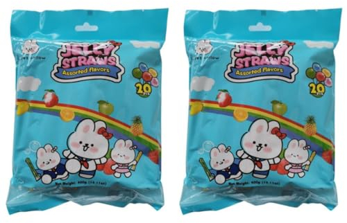 2x TXMM Light Blue Jelly Sticks Fruchtgummi Jelly Strips Straws Mix 2x400g (20er Packung Assorted Flavors 400g)