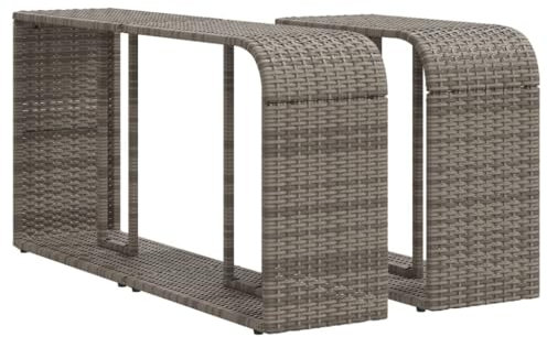 vidaXL Outdoor Regal 2 Stk., Standregal mit viel Stauraum, Gartenregal mit Stahlrahmen, Terrassenregal Gartenmöbel, Grau Poly Rattan