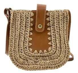 MODELISA - Bolso Bandolera De Hombro Rafia Paja Pequeño Estilo Casual Playa Mujer (Marrón)