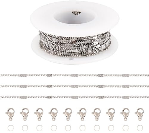 Craftdady 4,6 m lange Edelstahl-Panzerkette mit Verschlüssen, Biegeringen, Schmuckherstellung, Ketten-Set, gedrehte Kette für selbstgemachte Halsketten, Armbänder