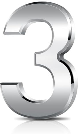 3 Inch Door Numbers, 3D Self Adhesive Mailbox Numbers 0-9, Address Numbers Waterproof House Numbers Street Number Stickers for House Mailbox Apartment Hotel Courtyard Cafe, Silver (Silver3)