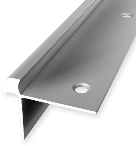 Treppenkantenprofil 33 x 43 x 1000 mm Winkelprofil Aluminium Glatt Doppelt Versetzt Versenkt Gebohrt Silber Einfasshöhe 6.5 mm Küberit